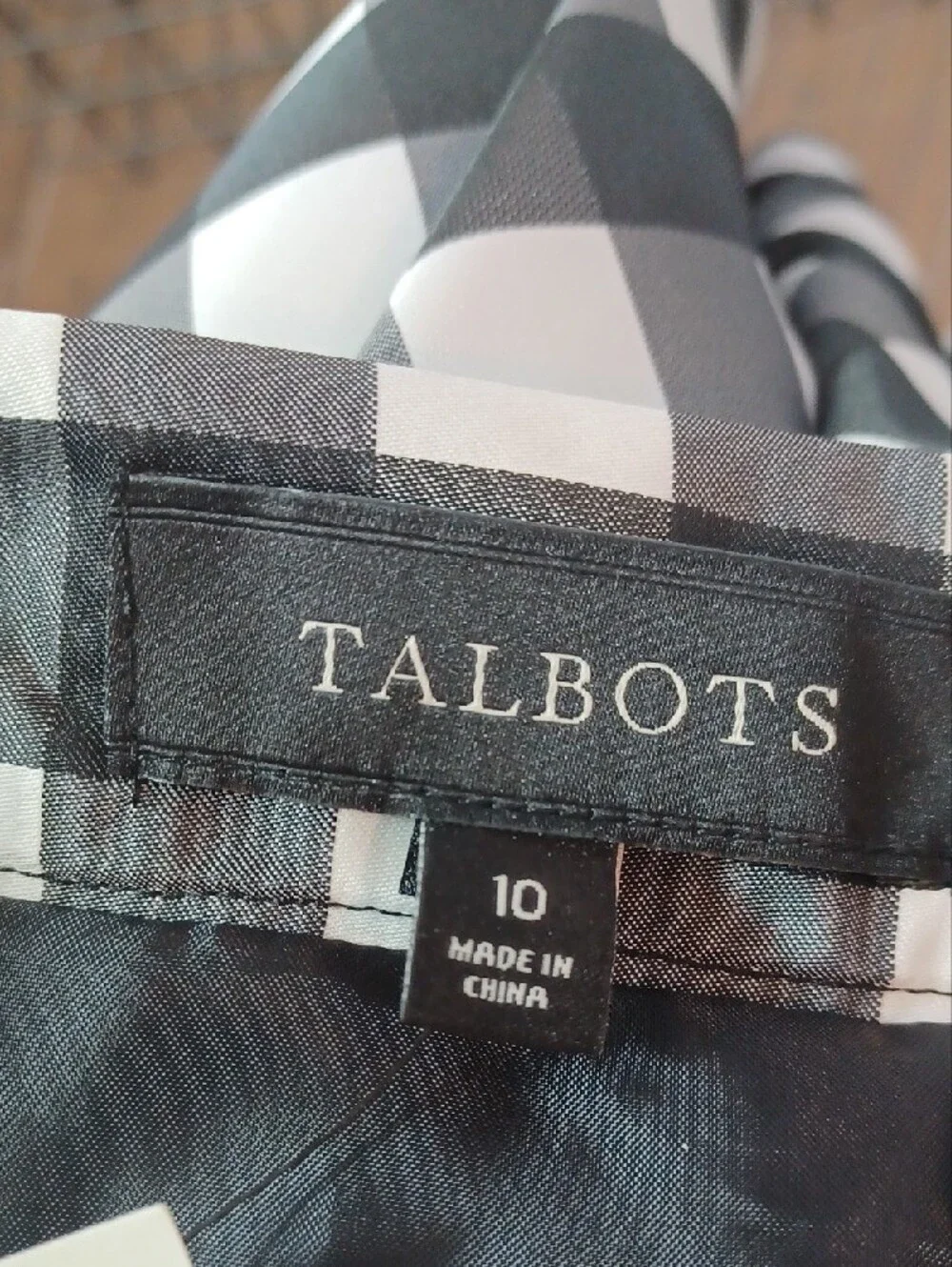 NWT Talbots Black and White Gingham Circle Skirt
